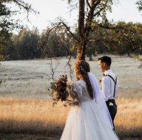 Bride and Groom in Meadow